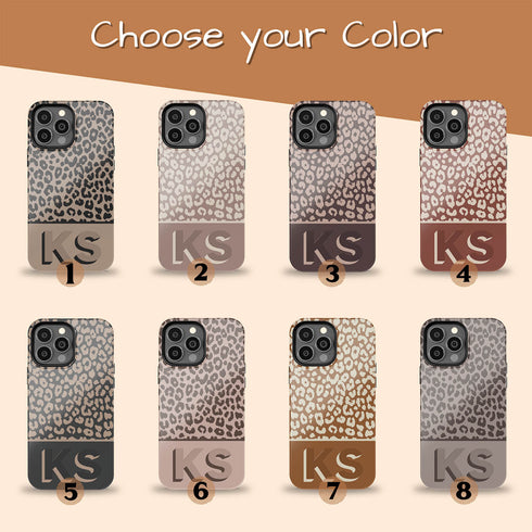 Boho Leopard 3D Initials iPhone Case